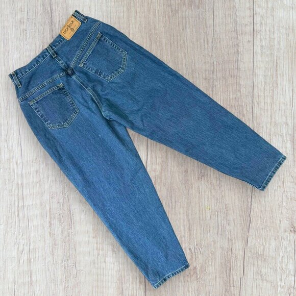 BONJOUR Vintage 80s 90s High Waist Mom Tapered Leg Dark Wash Denim Jeans 14 P/P - Picture 2 of 8